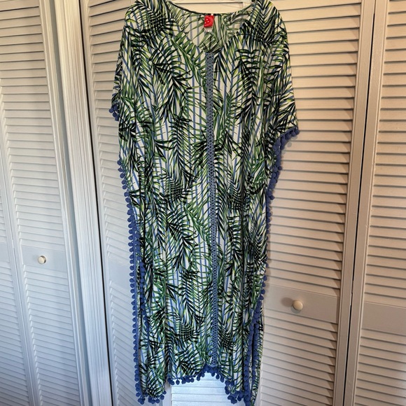 Red Carter Party Palm Caftan - Picture 3 of 7